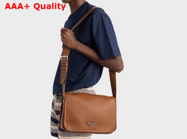 Prada Leather Shoulder Bag in Cognac 2VD075 Replica