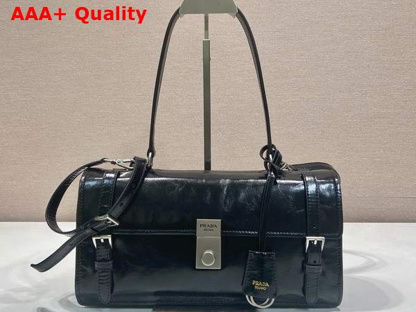 Prada Medium Leather Handbag in Black 1BN026 Replica