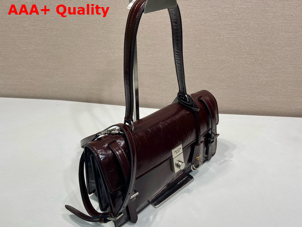 Prada Medium Leather Handbag in Dark Brown 1BN026 Replica