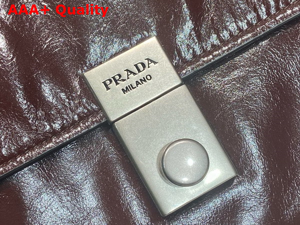 Prada Medium Leather Handbag in Dark Brown 1BN026 Replica
