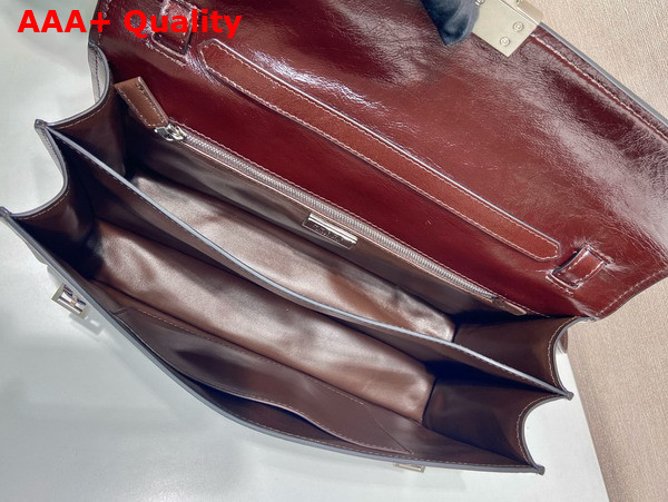 Prada Medium Leather Handbag in Dark Brown 1BN026 Replica