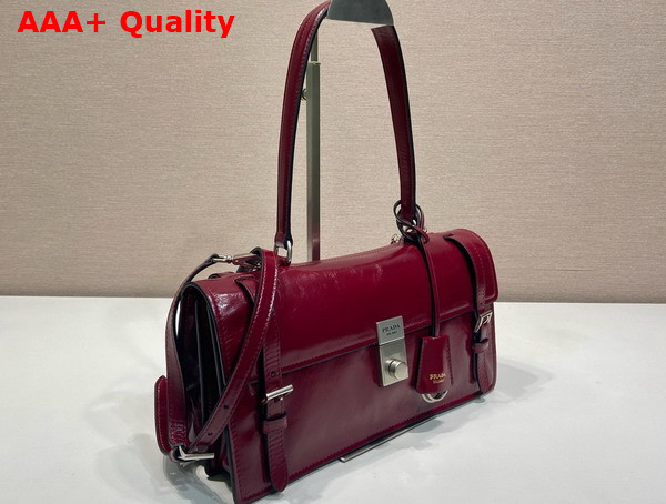 Prada Medium Leather Handbag in Dark Red 1BN026 Replica