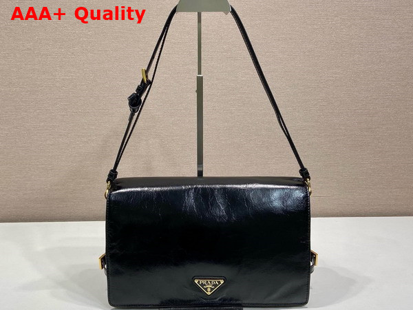 Prada Medium Leather Shoulder Bag in Black 1BD385 Replica