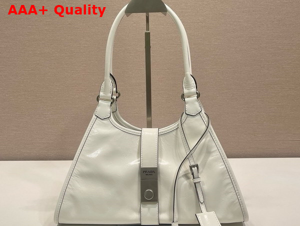 Prada Medium Leather Tote Bag in White 1BG563 Replica