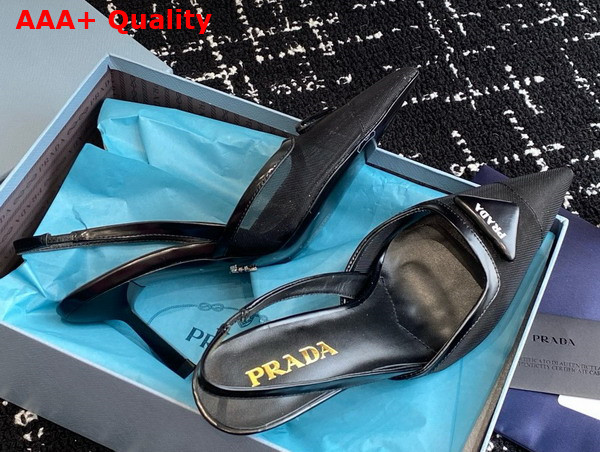 Prada Mesh Fabric Slingback Pumps in Black 1I891N Replica