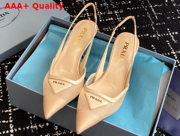 Prada Mesh Fabric Slingback Pumps in Travertine Stone 1I891N Replica
