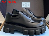 Prada Monolith Brushed Leather Lace Up Shoes Black 1E255N Replica