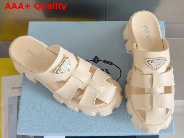 Prada Monolith Rubber Mules in Beige 1XX751 Replica