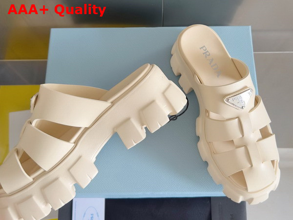 Prada Monolith Rubber Mules in Beige 1XX751 Replica