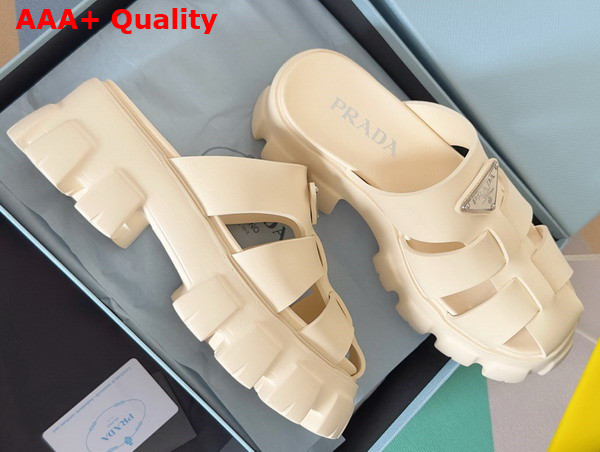 Prada Monolith Rubber Mules in Beige 1XX751 Replica