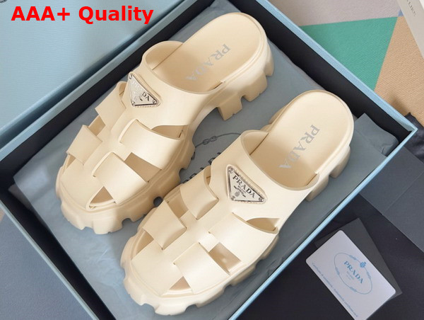 Prada Monolith Rubber Mules in Beige 1XX751 Replica