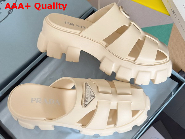 Prada Monolith Rubber Mules in Beige 1XX751 Replica