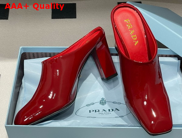 Prada Patent Leather Mules in Red 1I839N Replica