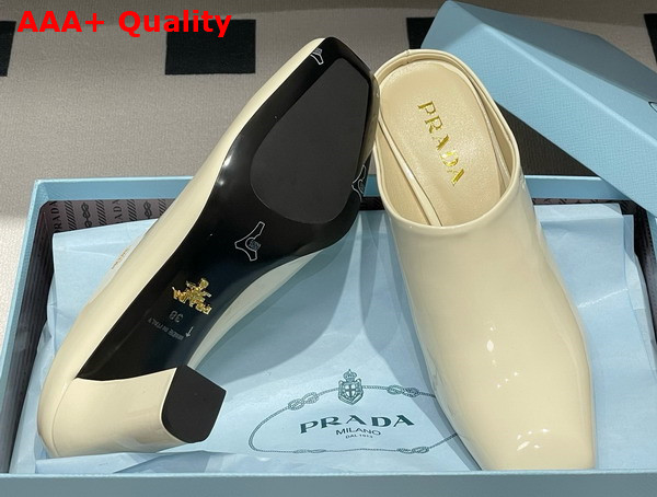 Prada Patent Leather Mules in White 1I839N Replica