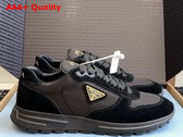 Prada Prax 20 Re Nylon and Suede Sneakers in Black 1E921N Replica