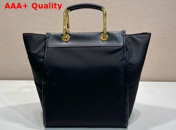Prada Re Nylon and Leather Medium Tote Bag in Black 1BG578 Replica