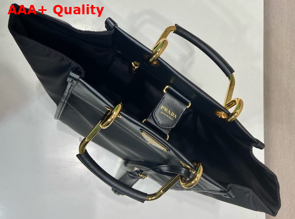 Prada Re Nylon and Leather Medium Tote Bag in Black 1BG578 Replica