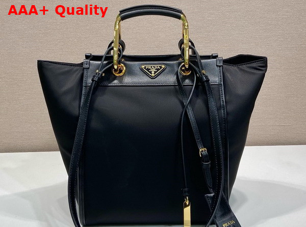 Prada Re Nylon and Leather Medium Tote Bag in Black 1BG578 Replica