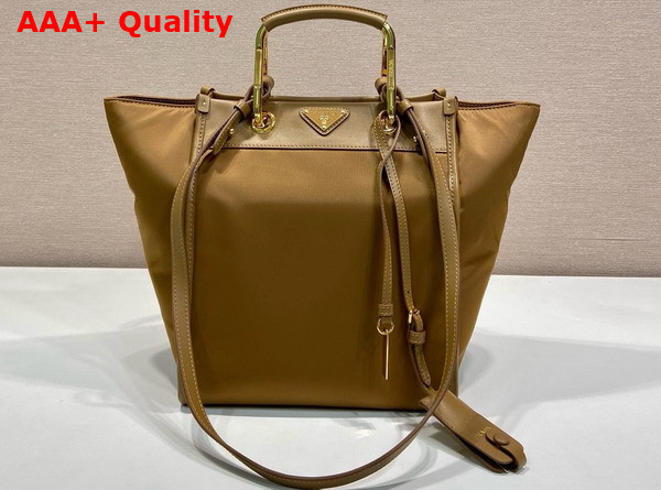 Prada Re Nylon and Leather Medium Tote Bag in Brandy 1BG578 Replica