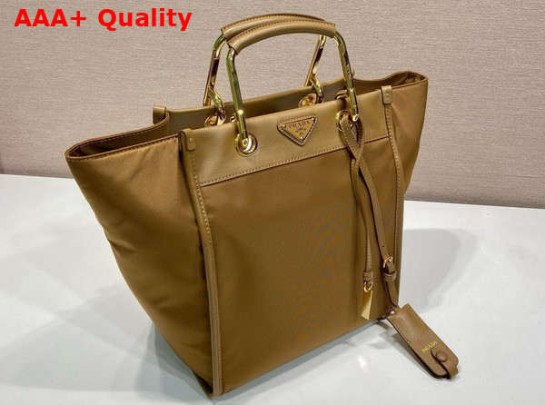 Prada Re Nylon and Leather Medium Tote Bag in Brandy 1BG578 Replica