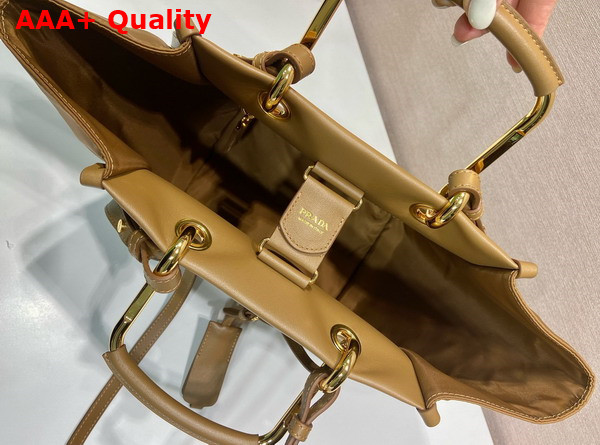 Prada Re Nylon and Leather Medium Tote Bag in Brandy 1BG578 Replica