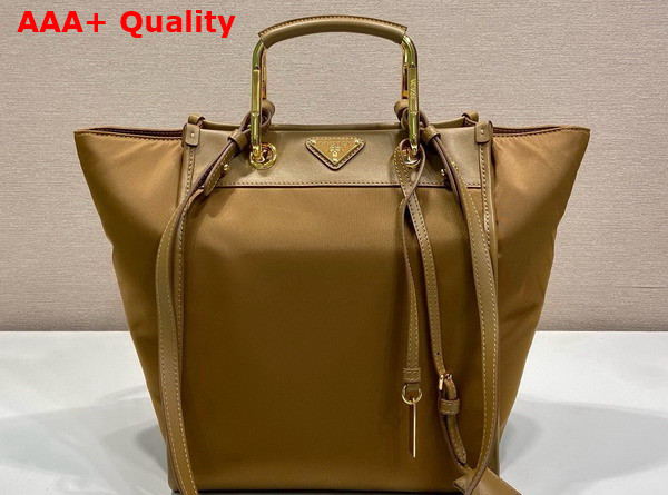 Prada Re Nylon and Leather Medium Tote Bag in Brandy 1BG578 Replica