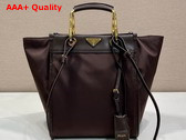Prada Re Nylon and Leather Medium Tote Bag in Dark Brown 1BG578 Replica