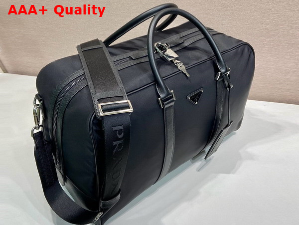 Prada Re Nylon and Saffiano Leather Duffel Bag in Black 2VC014 Replica