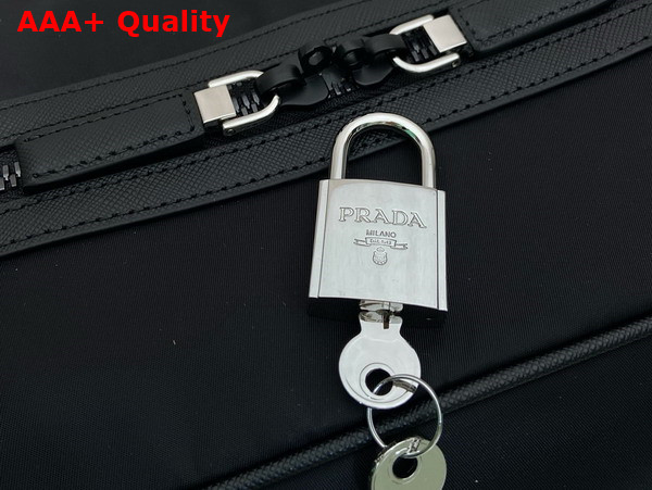Prada Re Nylon and Saffiano Leather Duffel Bag in Black 2VC014 Replica
