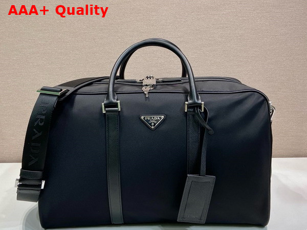 Prada Re Nylon and Saffiano Leather Duffel Bag in Black 2VC014 Replica