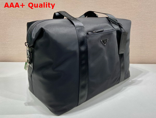 Prada Re Nylon and Saffiano Leather Duffle Bag in Black 2VC796 Replica