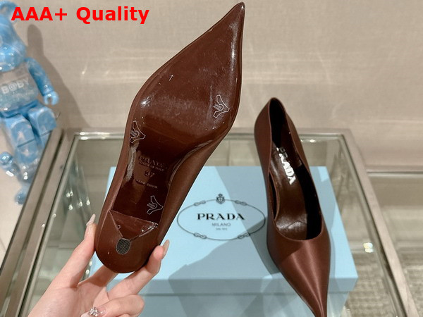 Prada Satin Pumps in Tobacco 1I484N Replica