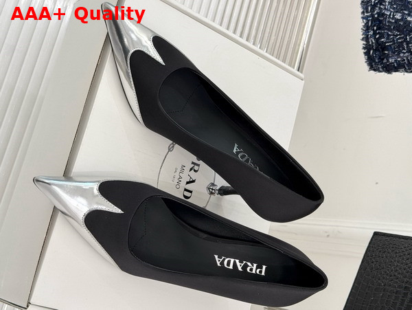 Prada Satin and Metallic Leather Pumps in Black 1I968N Replica