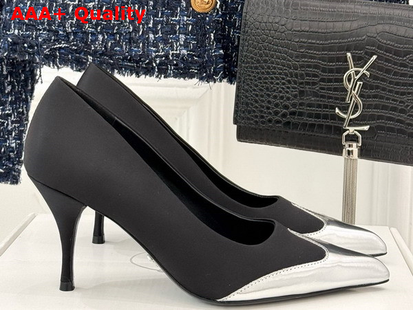 Prada Satin and Metallic Leather Pumps in Black 1I968N Replica