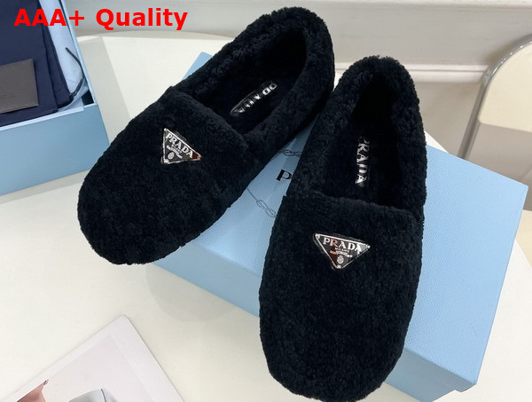Prada Shearling Loafer in Black for Women Replica