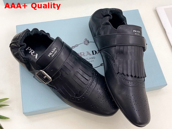 Prada Shuffle Fringed Monk Strap Shoes in Black 2EG473 Replica