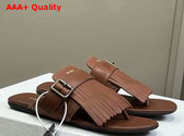 Prada Shuffle Leather Thong Sandals in Brown 1Y961N Replica