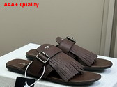 Prada Shuffle Leather Thong Sandals in Dark Brown 1Y961N Replica