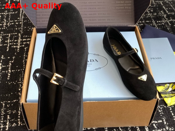 Prada Suede Ballerinas in Black 1F793N Replica