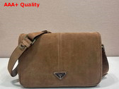 Prada Suede Shoulder Bag in Cocoa Brown 2VD073 Replica