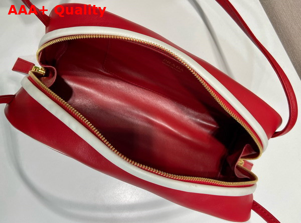 Prada Swing Smooth Leather Shoulder Bag Red and Whtie 1BC249 Replica