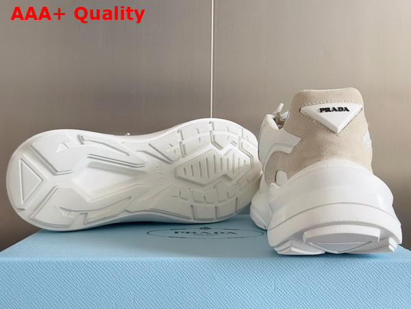 Prada Systeme Brushed Leather Sneakers with Bike Fabric and Suede Elements White 2EG424 Replica