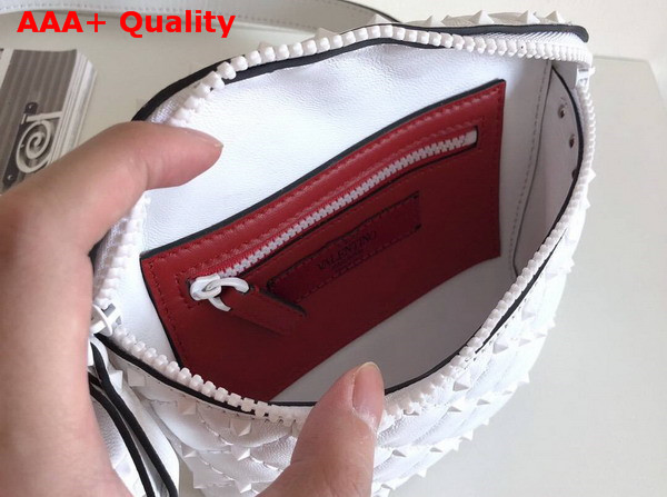 Valentino Free Rockstud Spike Belt Bag in White Soft Lambskin Leather Replica