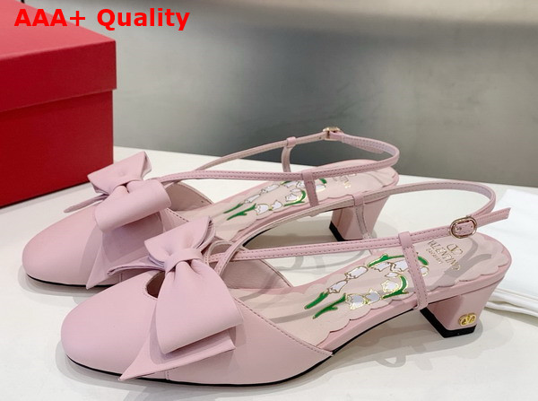 Valentino Garavani Bowow Kidskin Slingback Pump with Bow Detail Pink Replica