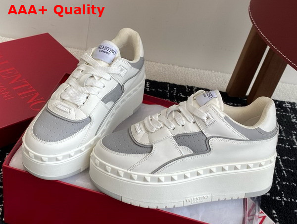 Valentino Garavani Freedots XL Calfskin Leather Sneaker White and Grey Replica