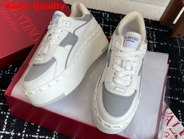 Valentino Garavani Freedots XL Calfskin Leather Sneaker White and Grey Replica