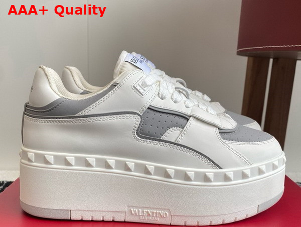 Valentino Garavani Freedots XL Calfskin Leather Sneaker White and Grey Replica