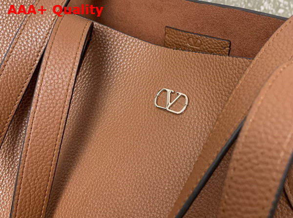 Valentino Garavani Nellcote Medium Shopping Bag in Tobacco Grainy Calfskin Replica