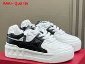 Valentino Garavani One Stud XL Low Top Sneaker in Mesh and Nappa Leather White and Black Replica