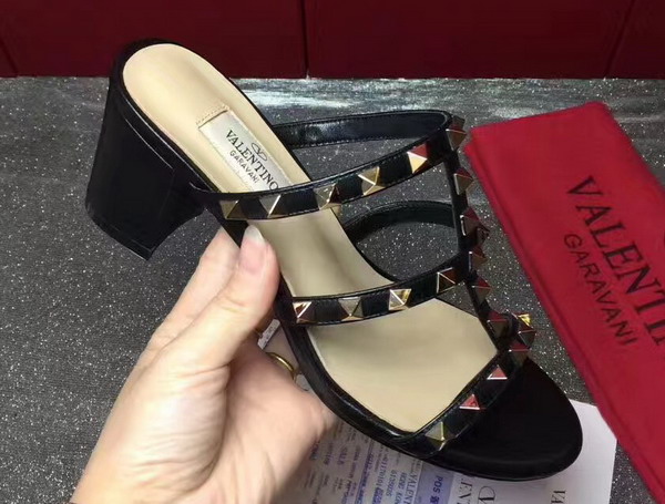 Valentino Garavani Rockstud Calfskin Sandal Black For Sale